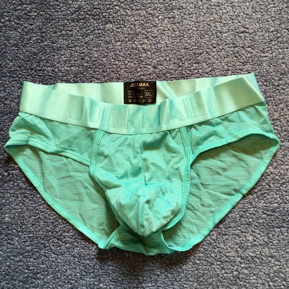 Jockmail, brief, teal , tag says Xxl, but I am 32 waist - Picture 2 of 3